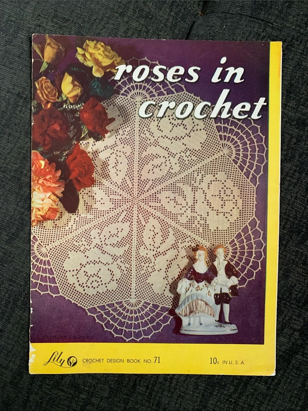 Lot of 3 vintage crochet pattern booklets roses/butterflies/crinoline ladies